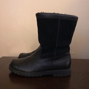 UGG Black Leather & Suede Winter Boots